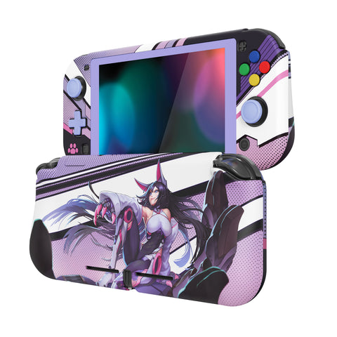 PlayVital ZealProtect Protective Case for Nintendo Switch Lite, Hard Shell Ergonomic Grip Cover for Switch Lite w/Screen Protector & Thumb Grip Caps & Button Caps - Neko Mecha - PSLYR003