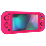 PlayVital ZealProtect Protective Case for Nintendo Switch Lite, Hard Shell Ergonomic Grip Cover for Switch Lite with Screen Protector & Thumb Grip Caps & Button Caps - Bright Pink - PSLYP3016