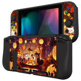 PlayVital ZealProtect Soft Protective Case for Nintendo Switch, Flexible Cover for Switch with Tempered Glass Screen Protector & Thumb Grips & ABXY Direction Button Caps - Halloween Pumpkin Fest - RNSYV6051
