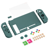 PlayVital ZealProtect Soft Protective Case for Nintendo Switch, Flexible Cover Protector for Nintendo Switch with Tempered Glass Screen Protector & Thumb Grip Caps & ABXY Direction Button Caps - Hunter Green - RNSYM5008