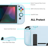 PlayVital ZealProtect Soft Protective Case for Nintendo Switch, Flexible Cover Protector for Nintendo Switch with Tempered Glass Screen Protector & Thumb Grip Caps & ABXY Direction Button Caps - Sky Blue - RNSYM5010