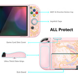 PlayVital ZealProtect Soft Protective Case for Switch OLED, Flexible Protector Joycon Grip Cover for Switch OLED with Thumb Grip Caps & ABXY Direction Button Caps - Magic Wings - XSOYV6046