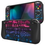 PlayVital ZealProtect Soft Protective Case for Switch OLED, Flexible Protector Joycon Grip Cover for Switch OLED with Thumb Grip Caps & ABXY Direction Button Caps - Deluxe Championship - XSOYV6049