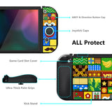 PlayVital ZealProtect Soft Protective Case for Switch OLED, Flexible Protector Joycon Grip Cover for Switch OLED with Thumb Grip Caps & ABXY Direction Button Caps - Puzzle Adventure - XSOYV6048