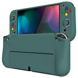 PlayVital ZealProtect Soft Protective Case for Nintendo Switch OLED, Flexible Protector Joycon Grip Cover for Nintendo Switch OLED with Thumb Grip Caps & ABXY Direction Button Caps - Hunter Green - XSOYM5007