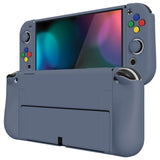 PlayVital ZealProtect Soft Protective Case for Nintendo Switch OLED, Flexible Protector Joycon Grip Cover for Nintendo Switch OLED with Thumb Grip Caps & ABXY Direction Button Caps - Slate Gray - XSOYM5010