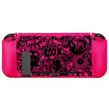 PlayVital ZealProtect Soft Protective Case for Nintendo Switch, Flexible Cover for Switch with Tempered Glass Screen Protector & Thumb Grips & ABXY Direction Button Caps - VV & Bright Pink - RNSYV6059