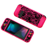 PlayVital ZealProtect Soft Protective Case for Nintendo Switch, Flexible Cover for Switch with Tempered Glass Screen Protector & Thumb Grips & ABXY Direction Button Caps - VV & Bright Pink - RNSYV6059