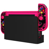 PlayVital ZealProtect Soft Protective Case for Nintendo Switch, Flexible Cover for Switch with Tempered Glass Screen Protector & Thumb Grips & ABXY Direction Button Caps - VV & Bright Pink - RNSYV6059