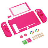 PlayVital ZealProtect Soft Protective Case for Nintendo Switch, Flexible Cover Protector for Nintendo Switch with Tempered Glass Screen Protector & Thumb Grip Caps & ABXY Direction Button Caps - Bright Pink - RNSYM5013