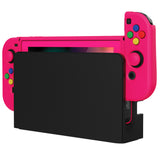 PlayVital ZealProtect Soft Protective Case for Nintendo Switch, Flexible Cover Protector for Nintendo Switch with Tempered Glass Screen Protector & Thumb Grip Caps & ABXY Direction Button Caps - Bright Pink - RNSYM5013