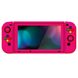 PlayVital ZealProtect Soft Protective Case for Nintendo Switch, Flexible Cover Protector for Nintendo Switch with Tempered Glass Screen Protector & Thumb Grip Caps & ABXY Direction Button Caps - Bright Pink - RNSYM5013