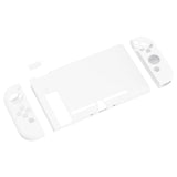 PlayVital ZealProtect Soft Protective Case for Nintendo Switch, Flexible Cover Protector for Nintendo Switch with Tempered Glass Screen Protector & Thumb Grip Caps & ABXY Direction Button Caps - White - RNSYM5014