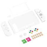 PlayVital ZealProtect Soft Protective Case for Nintendo Switch, Flexible Cover Protector for Nintendo Switch with Tempered Glass Screen Protector & Thumb Grip Caps & ABXY Direction Button Caps - White - RNSYM5014