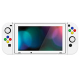 PlayVital ZealProtect Soft Protective Case for Nintendo Switch, Flexible Cover Protector for Nintendo Switch with Tempered Glass Screen Protector & Thumb Grip Caps & ABXY Direction Button Caps - White - RNSYM5014