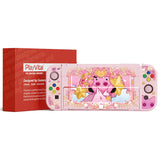 PlayVital ZealProtect Soft Protective Case for Switch OLED, Flexible Protector Joycon Grip Cover for Switch OLED with Thumb Grip Caps & ABXY Direction Button Caps - PP & Pink - XSOYV6057