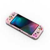 PlayVital ZealProtect Soft Protective Case for Switch OLED, Flexible Protector Joycon Grip Cover for Switch OLED with Thumb Grip Caps & ABXY Direction Button Caps - PP & Pink - XSOYV6057