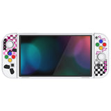 PlayVital ZealProtect Soft Protective Case for Switch OLED, Flexible Protector Joycon Grip Cover for Switch OLED with Thumb Grip Caps & ABXY Direction Button Caps - PP & VV - XSOYV6056