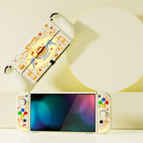 PlayVital ZealProtect Soft Protective Case for Switch OLED, Flexible Protector Joycon Grip Cover for Switch OLED with Thumb Grip Caps & ABXY Direction Button Caps - Pudding Rabbit - XSOYV6059