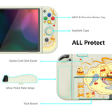 PlayVital ZealProtect Soft Protective Case for Switch OLED, Flexible Protector Joycon Grip Cover for Switch OLED with Thumb Grip Caps & ABXY Direction Button Caps - Pudding Rabbit - XSOYV6059