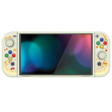 PlayVital ZealProtect Soft Protective Case for Switch OLED, Flexible Protector Joycon Grip Cover for Switch OLED with Thumb Grip Caps & ABXY Direction Button Caps - Pudding Rabbit - XSOYV6059