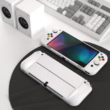 PlayVital ZealProtect Soft Protective Case for Nintendo Switch OLED, Flexible Protector Joycon Grip Cover for Nintendo Switch OLED with Thumb Grip Caps & ABXY Direction Button Caps - White - XSOYM5013