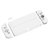 PlayVital ZealProtect Soft Protective Case for Nintendo Switch OLED, Flexible Protector Joycon Grip Cover for Nintendo Switch OLED with Thumb Grip Caps & ABXY Direction Button Caps - White - XSOYM5013