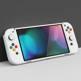 PlayVital ZealProtect Soft Protective Case for Nintendo Switch OLED, Flexible Protector Joycon Grip Cover for Nintendo Switch OLED with Thumb Grip Caps & ABXY Direction Button Caps - White - XSOYM5013