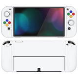 PlayVital ZealProtect Soft Protective Case for Nintendo Switch OLED, Flexible Protector Joycon Grip Cover for Nintendo Switch OLED with Thumb Grip Caps & ABXY Direction Button Caps - White - XSOYM5013