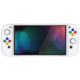 PlayVital ZealProtect Soft Protective Case for Nintendo Switch OLED, Flexible Protector Joycon Grip Cover for Nintendo Switch OLED with Thumb Grip Caps & ABXY Direction Button Caps - White - XSOYM5013