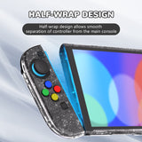 PlayVital Clear Series Protective Case for Nintendo Switch 2, Anti-Scratches Hard Shell Dockable Grip Cover with Extra Foldable Stand & Thumb Grips for Nintendo Switch 2 - Clear Glitter Silver - EXVNTM002