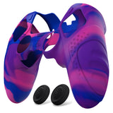 PlayVital Guardian Edition Anti-Slip Ergonomic Silicone Cover Case for ps5 Edge Controller, Soft Rubber Protector Skin for ps5 Edge Wireless Controller with Thumb Grip Caps - Pink & Purple & Blue - EHPFP013