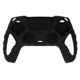 PlayVital Knight Edition Black & White Two Tone Anti-Slip Silicone Cover Skin for Playstation 5 Controller, Soft Rubber Case for PS5 Controller with Thumb Grip Caps - QSPF002