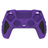 PlayVital Knight Edition Passion Purple & Black Two Tone Anti-Slip Silicone Cover Skin for Playstation 5 Controller, Soft Rubber Case for PS5 Controller with Thumb Grip Caps - QSPF006