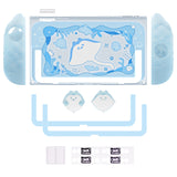 PlayVital Ocean Whisper Series Protective Case for Nintendo Switch 2, Kawaii  Dockable Hard Shell Case + Silicone Grips for Switch 2 with Thumb Grips & Sticker, Shockproof Protection Cover - Mint Blue - YPLNTP001