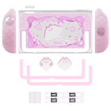 PlayVital Ocean Whisper Series Protective Case for Nintendo Switch 2, Kawaii  Dockable Hard Shell Case + Silicone Grips for Switch 2 with Thumb Grips & Sticker, Shockproof Protection Cover - Peach Pink - YPLNTP002