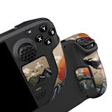 PlayVital Professional Textured Soft Rubber Pads Handle Grips for Steam Deck LCD & OLED, Trackpads Skin Grip Enhancement Back Button Protective Stickers Set with Thumb Grip Caps - View of Rising Sun - FHSDV002