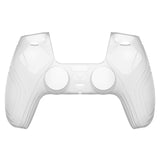 PlayVital Samurai Edition Clear White Anti-Slip Controller Silicone Skin for PS5 Controller, Ergonomic Soft Rubber Protective Case for PS 5 Controller with Clear White Thumb Stick Caps - BWPF013