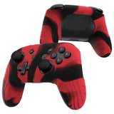 PlayVital Samurai Edition Ergonomic Silicone Skin Protective Case for Nintendo Switch Pro Controller, Soft Anti-slip Controller Grip Protector for Nintendo Switch Pro with Thumb Grip Caps - Black & Red - EBNPP012