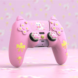 PlayVital Sweetheart Kitty Silicone Cover for ps5 Controller with 6 Joystick Caps and 6 Sticker, Soft Anti-Slip Full Protection Grip Skin Compatible with ps5 Charging Dock - Pink - LRRPFP001