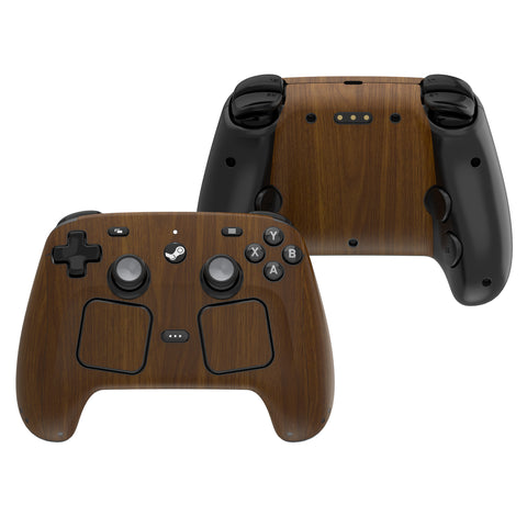 PlayVital for Steam Controller 2 Skin (3-Pack) - Protective Vinyl Decal Sticker Cover for Steam Controller Accessories, No Residue, Scratch-Resistant - Wood Grain - GCASC005