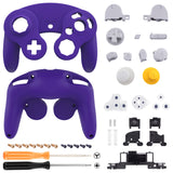 eXtremeRate Purple Replacement Faceplate Backplate with Buttons for Nintendo GameCube Controller - GCNP3006