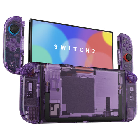 eXtremeRate DIY Replacement Full Set Shells with Buttons for Nintendo Switch 2 - Deluxe Version - Clear Atomic Purple - QGRNTM001