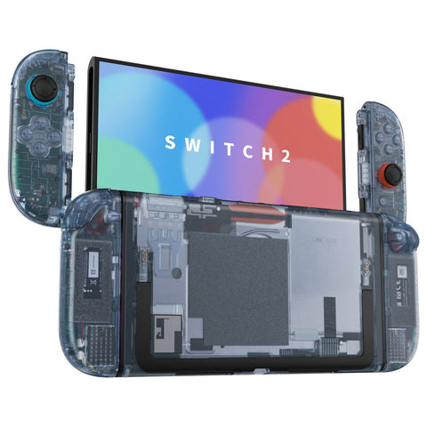 eXtremeRate DIY Replacement Full Set Shells with Buttons for Nintendo Switch 2 - Deluxe Version - Clear Glacier Blue - QGRNTM003