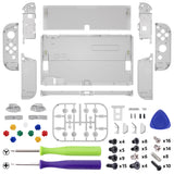 eXtremeRate Clear Black Custom Full Set Shell for Nintendo Switch OLED, DIY Replacement Console Back Plate & Kickstand, NS Joycon Handheld Controller Housing with Colorful Buttons for Nintendo Switch OLED - QNSOM5005