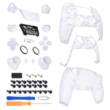 eXtremeRate Full Set Housing Shell with Action Buttons Touchpad Cover, Clear Replacement Decorative Trim Shell Front Back Plates Compatible with ps5 Controller BDM-030/040/050 - QPFM5001G3