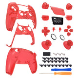 eXtremeRate Full Set Housing Shell with Buttons Touchpad Cover, Clear Red Custom Replacement Decorative Trim Shell Front Back Plates Compatible with ps5 Controller BDM-010 BDM-020 - Controller NOT Included - QPFM5002G2