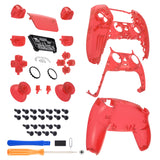 eXtremeRate Replacement Full Set Shells with Button Kit for PS5 Controller BDM-030/040/050 - Clear Red - QPFM5002G3