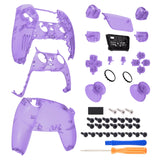 eXtremeRate Full Set Housing Shell with Buttons Touchpad Cover, Clear Atomic Purple Custom Replacement Decorative Trim Shell Front Back Plates Compatible with ps5 Controller BDM-010 BDM-020 - Controller NOT Included - QPFM5005G2