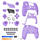eXtremeRate Replacement Full Set Shells with Button Kit for PS5 Controller BDM-030/040/050 - Clear Atomic Purple - QPFM5005G3